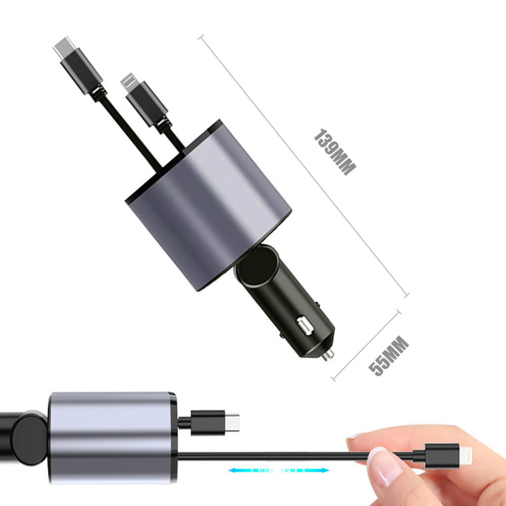 Chargers with auto retractable cable