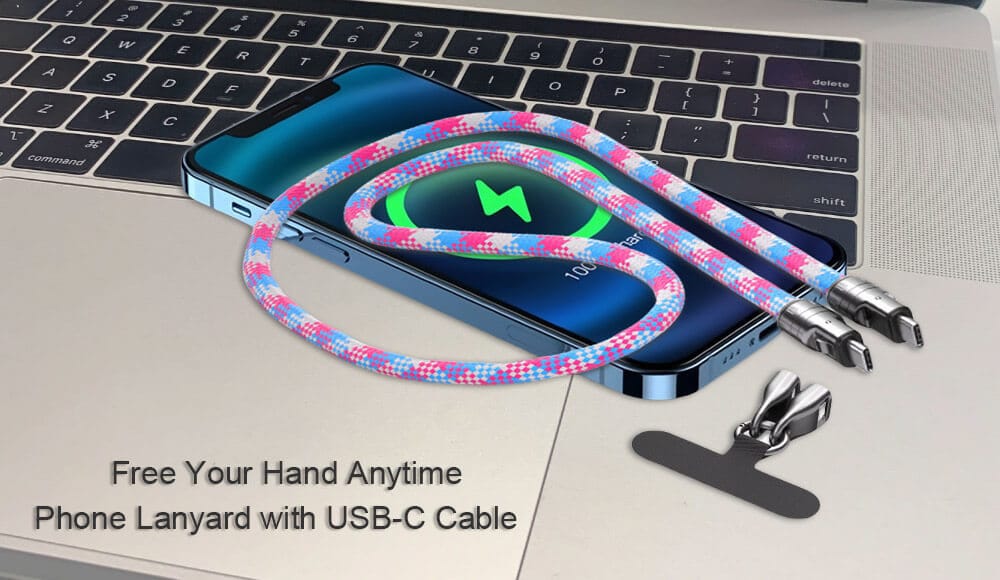 Phone lanyard with USB C cable