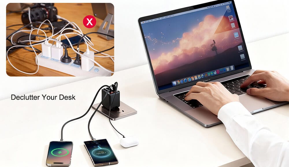 Custom GaN chargers integrated cable